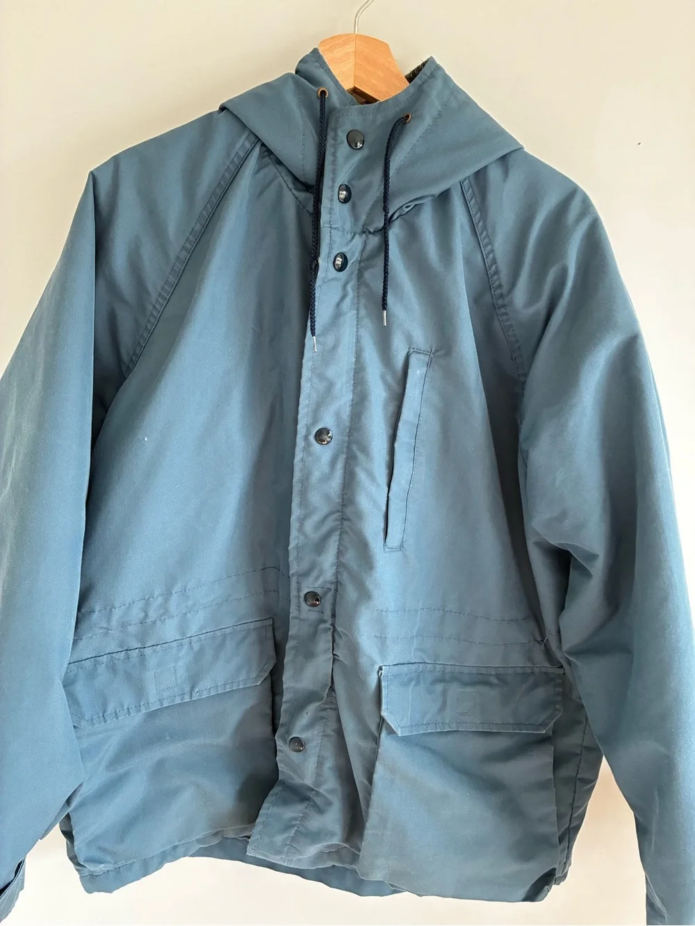 VTG 80s American Jac Mountain Parka Blue Jacket Lined XL Gorpcore *Clean, Flaws